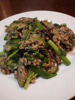 ナスとニラの挽肉炒め-レシピのメイン写真