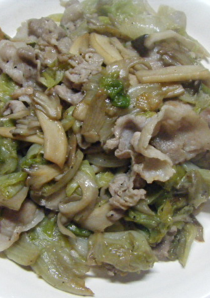 レタスとキノコと豚肉の野菜炒め♪-レシピのメイン写真