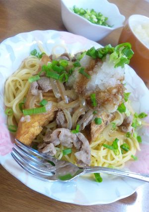 厚揚げ＆生姜焼きのさっぱりパスタ☆★-レシピのメイン写真