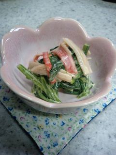 お弁当の一品に☆法蓮草と蟹カマのおひたし-レシピのメイン写真
