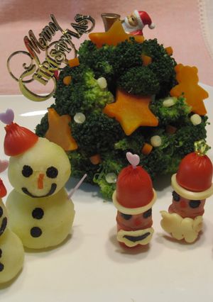 雪だるま＆クリスマスツリーポテトサラダ-レシピのメイン写真