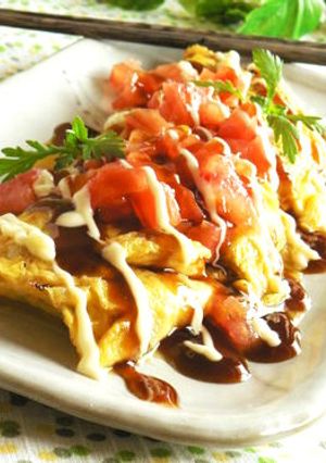 ◆ふっくらとんぺい焼き～トマトのせ◆-レシピのメイン写真