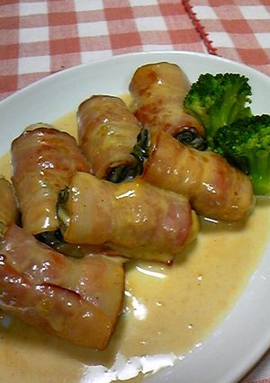 牡蠣のﾍﾞｰｺﾝ巻きｵｲｽﾀｰｸﾘｰﾑ-レシピのメイン写真