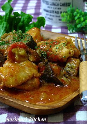 ソースたっぷりなナスとチキンのトマト煮-レシピのメイン写真