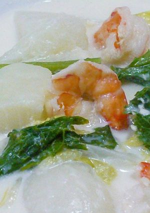 海老と冬野菜の豆乳煮♬-レシピのメイン写真