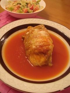 ★鶏ミンチと豆腐のロール白菜トマト煮★-レシピのメイン写真