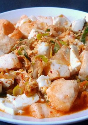 はんぺん豆腐とキムチの卵とじ-レシピのメイン写真