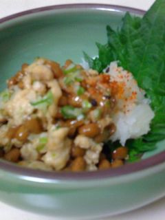 ★受験生の朝食に!納豆+ひき肉炒め★-レシピのメイン写真
