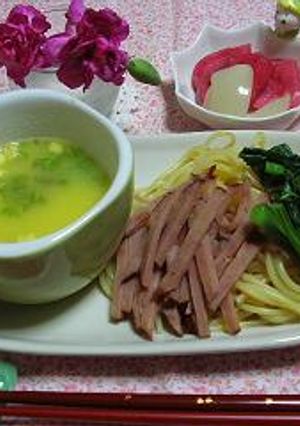 超簡単　コーンスープのパスタつけ麺風☆彡-レシピのメイン写真