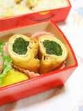 お弁当おかず✿青菜をおあげで巻きました！