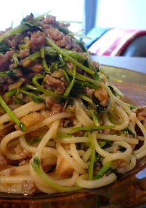 豆苗の中華風パスタ-レシピのメイン写真