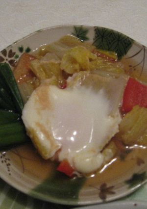 白菜とさつま揚げのサッと煮　半熟卵のせ-レシピのメイン写真