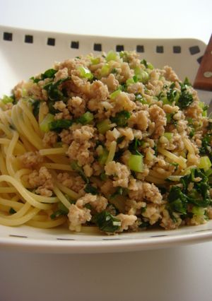 大根葉と鶏挽き肉の和風パスタ-レシピのメイン写真