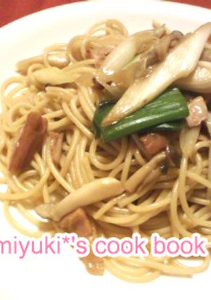 簡単!ベーコン&葱&しめじ和風パスタ♪-レシピのメイン写真