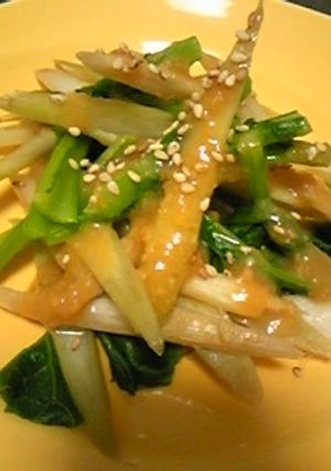 春の味♪うどと菜花の酢味噌がけ-レシピのメイン写真