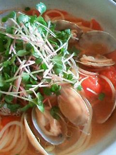 和風あさりとトマトのスープパスタ-レシピのメイン写真