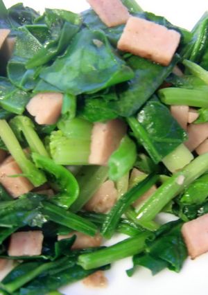 ほうれん草とスパムの炒め物-レシピのメイン写真
