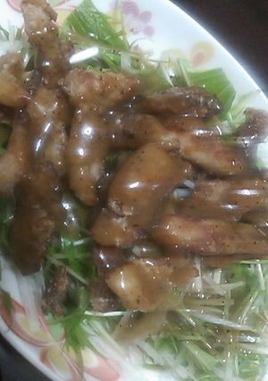 ｶﾘｶﾘ鶏皮★水菜大根ｻﾗﾀﾞ♪-レシピのメイン写真