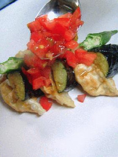トマトだし夏野菜と餃子揚げびたし-レシピのメイン写真