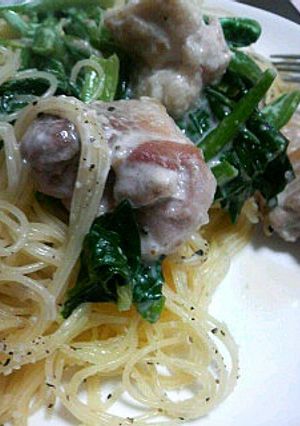 ほうれん草とチキンのクリームチーズパスタ-レシピのメイン写真