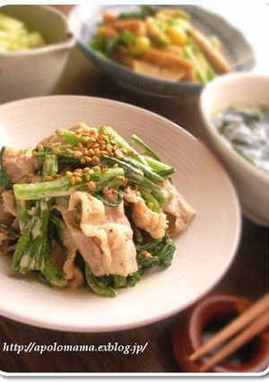 簡単で美味しいよ！春菊と豚肉の辛子和え♪-レシピのメイン写真