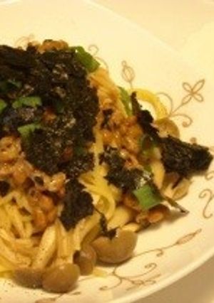 ＊納豆と秋のきのこ和風パスタバター風味＊-レシピのメイン写真