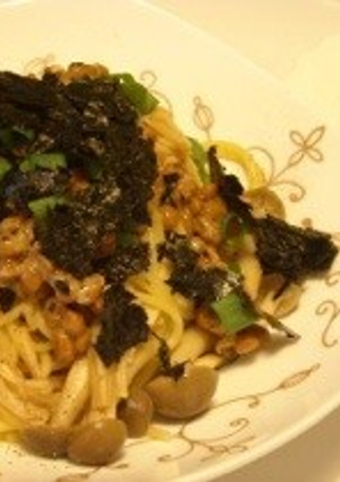 ＊納豆と秋のきのこ和風パスタバター風味＊-レシピのメイン写真