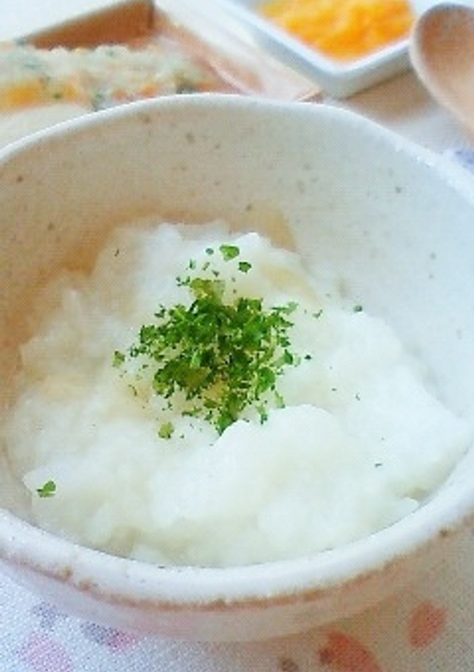 離乳食初期〜☆玉ねぎと青海苔のお粥-レシピのメイン写真
