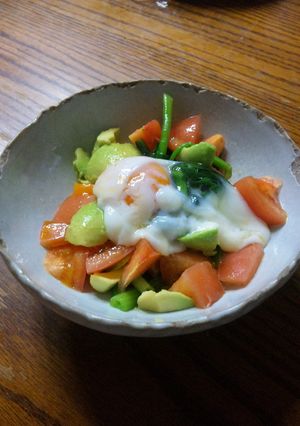 カラフル野菜と温卵サラダ-レシピのメイン写真