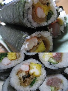 太巻き♪恵方巻き♪エビと穴子と菜の花卵-レシピのメイン写真