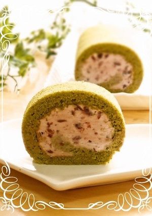 しっとり♪ふわふわ抹茶ロールケーキ-レシピのメイン写真