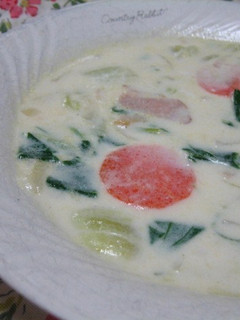 牛乳たっぷり♪チンゲン菜スープ-レシピのメイン写真