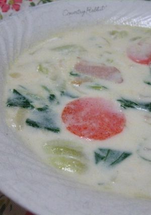 牛乳たっぷり♪チンゲン菜スープ-レシピのメイン写真
