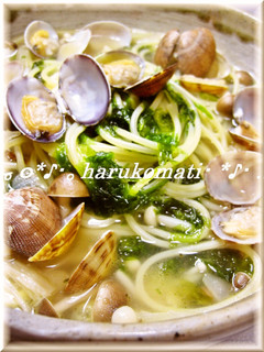 あさり&あおさで潮の香スープパスタ-レシピのメイン写真