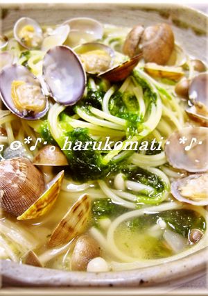 あさり&あおさで潮の香スープパスタ-レシピのメイン写真