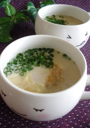 癒し味～❤納豆に落とし卵の豆乳お味噌汁-レシピのメイン写真