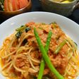 ツナとほうれん草のトマトクリームパスタ