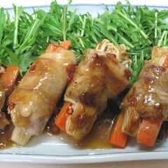 รูปของ 豚肉の野菜巻き熟味酢絡め