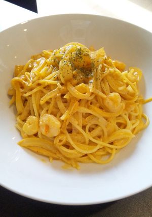 一人分♪お手軽エビのトマトクリームパスタ-レシピのメイン写真