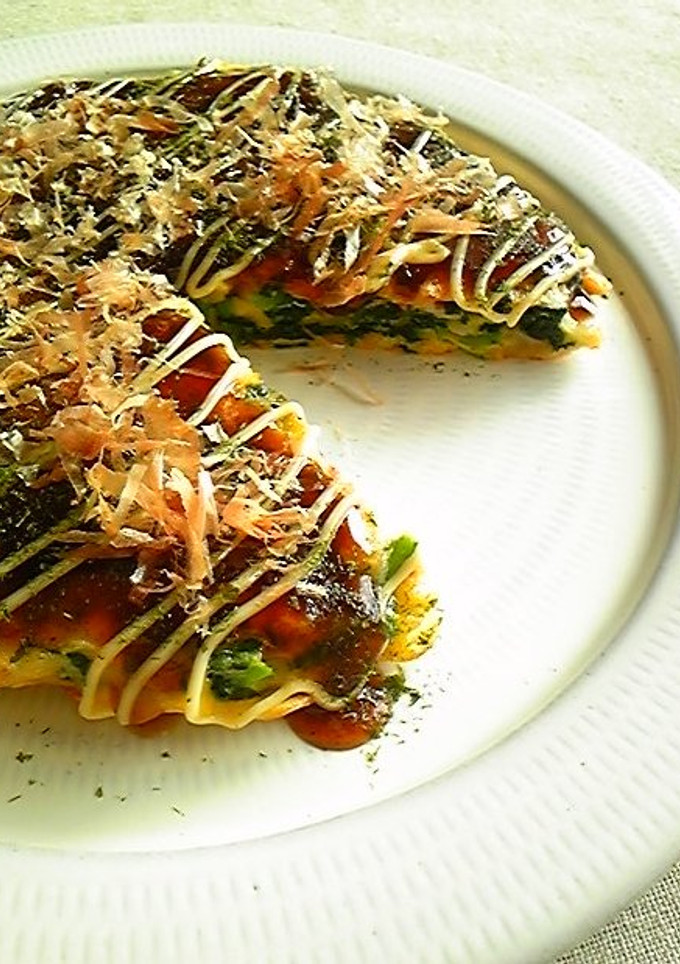 ほうれん草と卵でお好み焼き風オムレツ-レシピのメイン写真