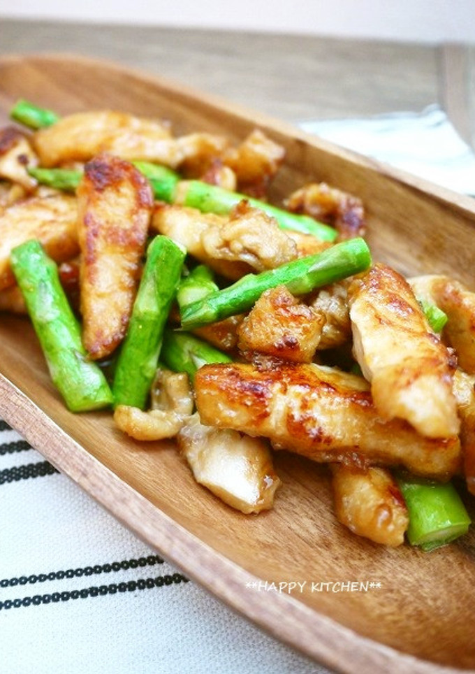 ぷりぷり！鶏むね肉とアスパラの中華炒め-レシピのメイン写真
