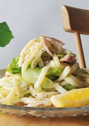 旨塩レモン麺みょうが☆肉うどん☆家族絶賛-レシピのメイン写真
