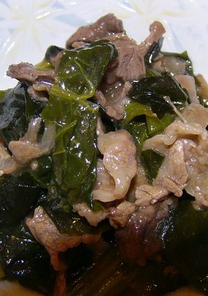 簡単☆　牛肉と小松菜の炒め物　ワカメあん-レシピのメイン写真