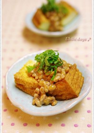 超簡単おつまみ！カリカリ厚揚げの納豆のせ-レシピのメイン写真