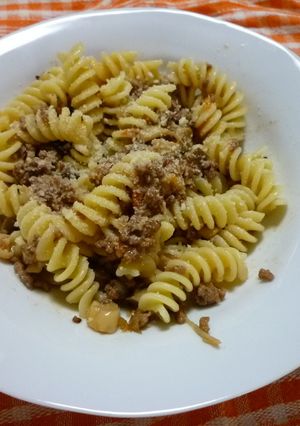 ひき肉とキノコソースのショートパスタ-レシピのメイン写真
