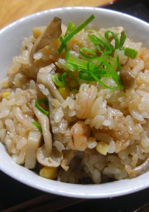 バター醤油味のエビ&きのこ飯-レシピのメイン写真