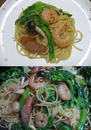 ｴﾋﾞ・菜の花・しめじの和風ﾊﾟｽﾀ♪-レシピのメイン写真