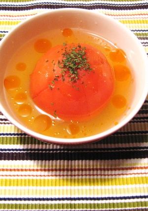 ラー油で丸々トマトのピリ辛★ミソスープ-レシピのメイン写真