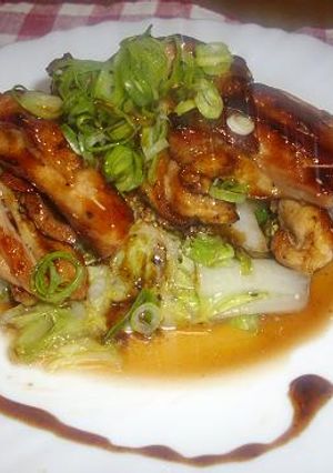 白菜に鶏のオイッ酢焼きのせて♡-レシピのメイン写真