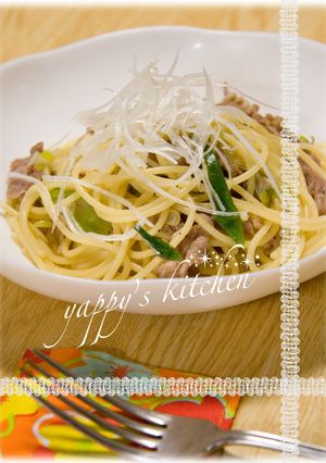 青ネギと豚肉の朝からパスタ～✿-レシピのメイン写真